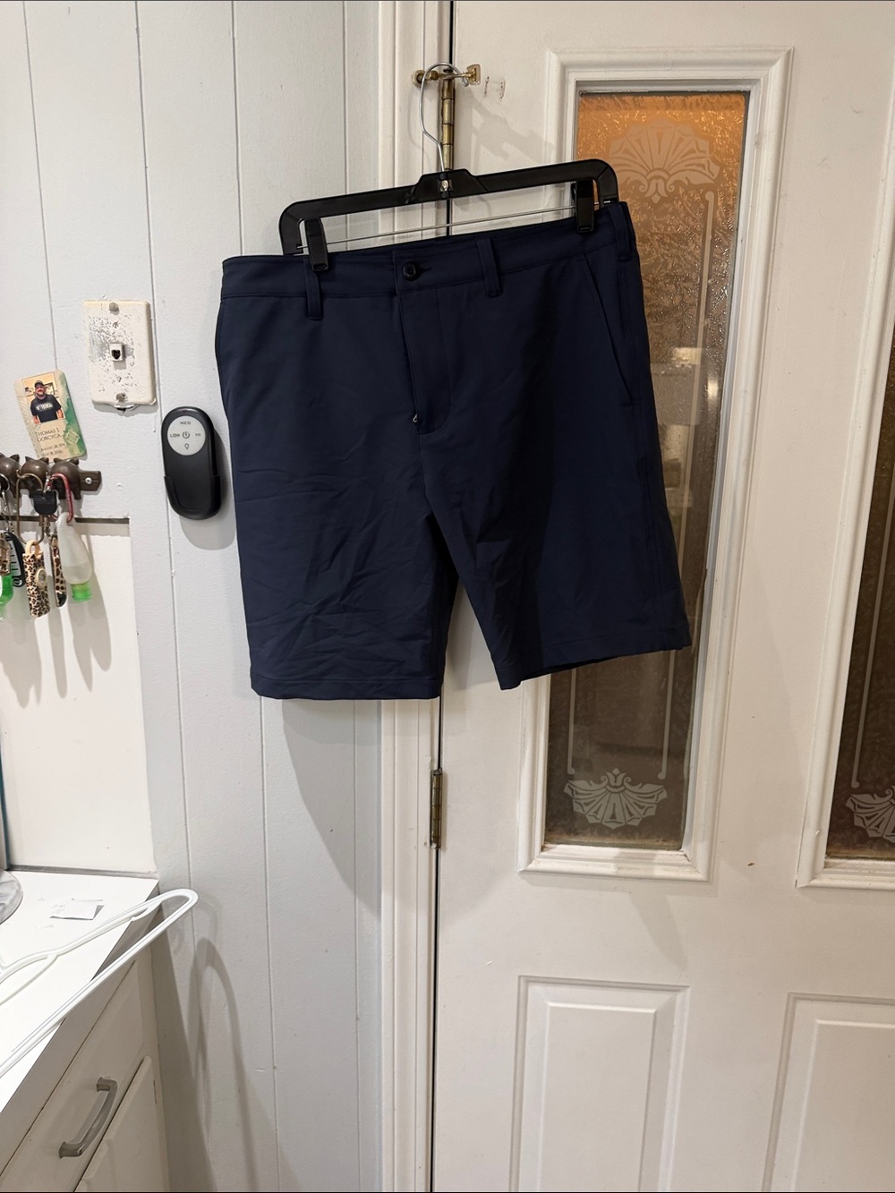 American Giant Navy Flat-Front Performance Shorts